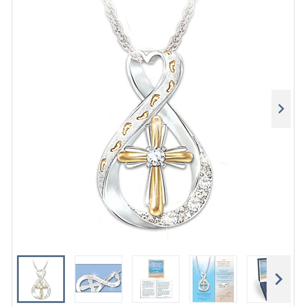 Bradford Exchange Footprints in the Sand Infinity Necklace - Picture 2 of 15